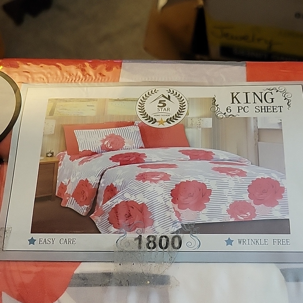 Red Floral King Sheet Set